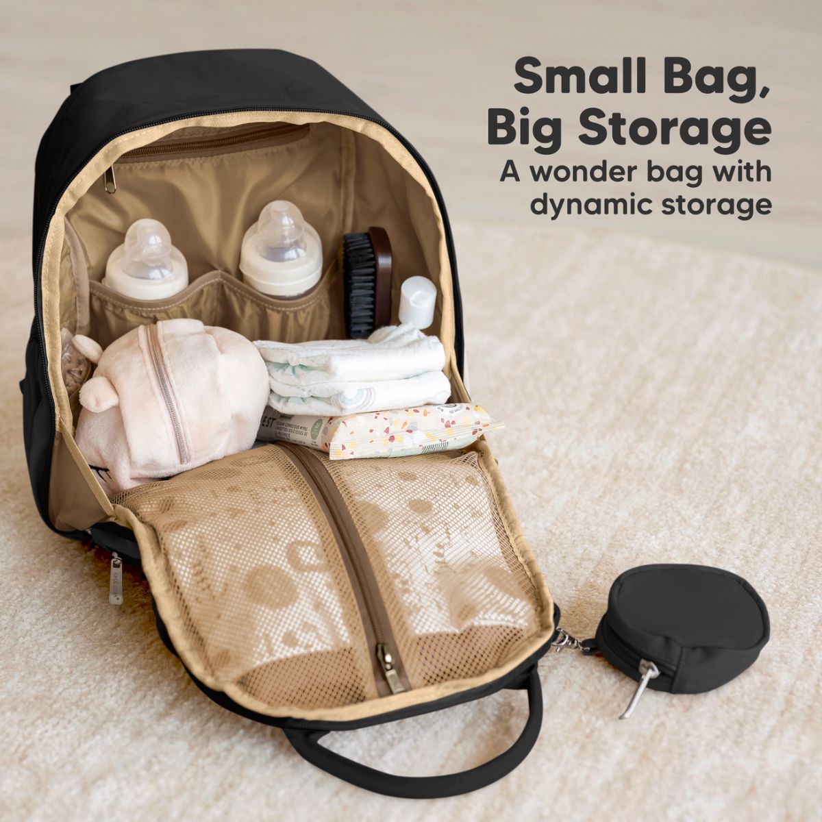 KeaBabies Play Diaper Backpack with Changing Pad - Trendy Black - Modern and Stylish Everyday Design